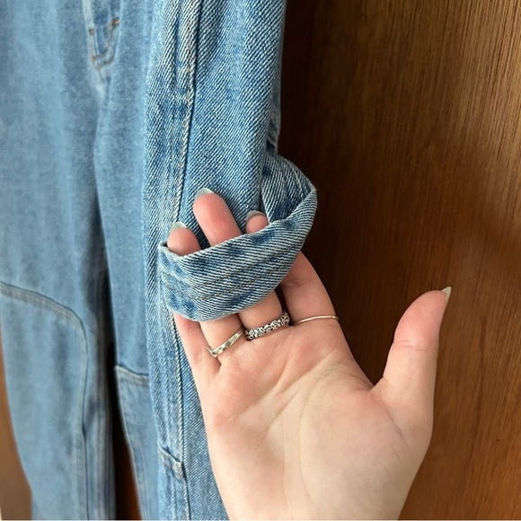 Pull&Bear Light Wash Denim Carpenter Jeans - Picture 5 of 8